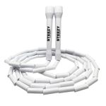 Steezy Sport Beaded Jump Rope - Premium Quality Freestyle Jump Rope - Unbreakable Handles - Shatterproof Beads - Adjustable & Tangle-Free - Crossfit & Home Exercises - Skipping Ropes for Fitness (White)