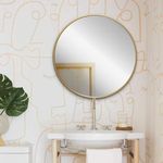 The arts box Round Mirror for Bathroom, Gold Circle Mirror for Wall Mounted, Modern Brushed Brass Metal Frame Round Mirror for Wall Decor, Vanity, Living Room, Bedroom, Framed (Gold, 18Inch)