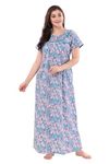 Soulemo Women's Pure Cotton Floor Length Nighty (XL - Bust - 48 - Blue & Lavender 20) 1661EXL