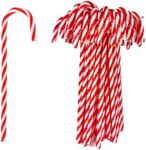 50 Pcs Christmas Candy Canes 5.9 inch Plastic Christmas Tree Hanging Ornaments Twisted Red White Crutch Candy Canes for Xmas Home Indoor Outdoor Party Decoration (red White)