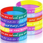 32 Pieces Inspirational Rubber Bracelets Motivational Quote Silicone Wristbands Colored Inspirational Stretch Bracelets Assorted Unisex Wrist Bands for Men Women Christmas Birthday Party Supplies