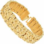 LIFETIME JEWELRY 23mm Rugged Nugget Link Bracelet for Men and Women 24k Gold Plated, 23 Mm, Metal, not_applicable