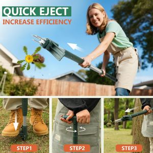 ORIENTOOLS Stand Up Weed Puller – Telescopic Handle, 4-Claw Dandelion Remover