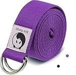 Slim Panda Yoga Belt Strap with Double D Rings Buckle 1.85 or 2.5M, Durable Cotton Adjustable Belt Perfect for Holding Poses, Improving Flexibility and Physical Therapy, Purple