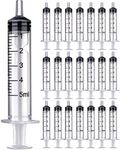 HaBeuniver 5ml Luer Slip Syringe with Measurement - 50 Pack - Bulk package Disposable Syringe for Scientific Labs, Feeding Pets, Refilling and Measuring Liquids