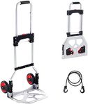 VEVOR Folding Hand Truck, 80 kg Load Capacity, Aluminum Portable Cart, Convertible Hand Truck and Dolly with Telescoping Handle and Rubber Wheels, Ultra Lightweight Super Strong for Moving Warehouse