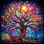 MEIYUDA Diamond Art Painting Kits for Adults, Colorful Tree of Life Diamond Painting Kit Crystal Cross Stitch, Diamond Art for Adults Kids Beginners for Home Wall Decor 30x30cm