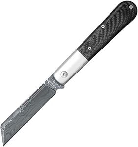 BEAR & SON - MANUAL - 3.75" - Sheepfoot - Damascus Steel - Carbon Fiber - Nickel-Silver Bolsters - MCF180D