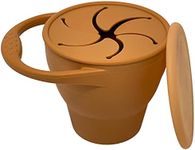 BraveJusticeKidsCo | Snack Attack Snack Cup | Collapsible Silicone Snack Container | Toddler and Baby Snack Catcher Lid (Honey Ginger)