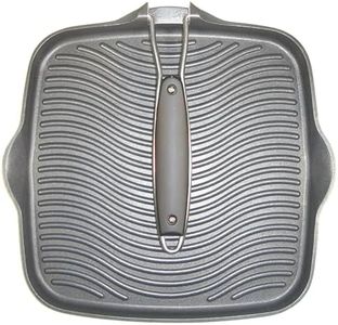 Starfrit Die-Cast Aluminum Nonstick 10-Inch Square Grill Pan with 8-inch Foldable Handle, Black