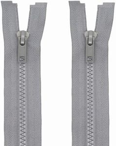 MebuZip 2PCS #5 40 Inch Separating Jacket Zippers Resin Zipper Molded Plastic Zippers Bulk for Sewing Coat Jackets Clothes (Grey)