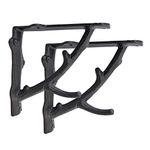 NACH Rustic Branch Shelf Bracket, Decorative Brackets for Shelves, Wall Mount Shelving Brackets, 2 Pack, Black, 7x2x7.3 Inches, JS-90-078