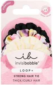 invisibobble LOOP+ Be Strong 3 pc Hair Ties- Designed for Thick, Curly, Textured Hair- Strong Hold All Day Long- Slick Back Ponytail Hairstyle- Updo Accessory From Day to Night- Less Damage Less Marks