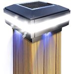 GEYUEYA Home Solar LED Post Lights Outdoor Garden IP65 Waterproof Square Black Landscape Post Cap Lamp for Patio Fence Deck 4x4 5x5 6x6 inch Wooden Posts