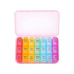 PokeLabel Pill Boxes 7 Day 3 Times a Day, Weekly Pill Box 7 Day, Daily Portable Travel Pill Organiser, Pill Case with Large Compartments to Hold Vitamins, and Medication