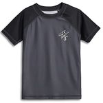 MaaMgic Kids Boys UPF 50+ Short Sleeve Rash Guard Shirts Swim Shirt Compression UV Sun Protetion Swimsuits for Toddlers,Grey,Large(14/16)