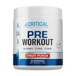 Pre Workout Powder - Preworkout with Creatine Monohydrate, L-Citrulline, Beta-Alanine for Energy and Performance | Pump Pre Workout Gym Supplements for Men and Women | 20 Serv | Critical Supplements