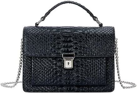 Aiqudou Leather Top Handle Bag for Women - Luxury Chain Strap Bag Fashion Shoulder Handbag Small Square Purse(Snake Black)