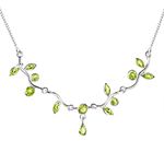 Franki Baker Facetted Green Peridot 925 Sterling Silver Leaf Necklace. 41cm