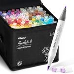 Ohuhu Alcohol Markers Brush Tip- 104-color Brush& Fine Double Tipped Alcohol Based Art Marker Set for Artists Adults Coloring Illustration- Honolulu B of Ohuhu Markers- Dual Tip