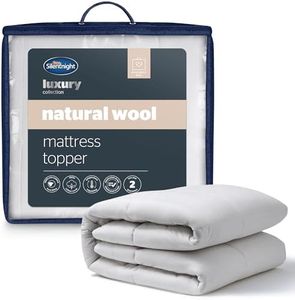 Silentnight Natural Wool Collection Mattress Topper King Bed - Luxury Temperature Regulating Breathable Mattress Cover Pad with Cotton Cover and Easy Fit Straps - Hypoallergenic - King