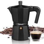 Yabano Stovetop Espresso Maker, 6 Cups Moka Coffee Pot Italian Espresso for Gas or Electric Ceramic Stovetop, Italian Coffee Maker for Cappuccino or Latte, Black
