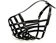 L&J Pets Uk Genuine Leather Dog Muzzle for Large Dogs. Dogue de Bordeaux, Bullmastiff, Rottweiler, Mastiff, German Shepherd. Basket Muzzle for Training, Walking & Safety (Black, DB3)