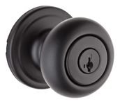 Weiser Troy Matte Black Front Door Knob with Lock and Key, Exterior/Interior Door Handles with Lock, Keyed Entry Door Knobs for Front Door, Bedroom, Bathroom & Office, Traditional Home Décor