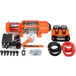 WINCHMAX 5,000lb / 2,268kg Original Orange 12v Winch. 15.5m x 5mm Dyneema SK75 Synthetic Rope, 1/4 Inch Clevis Hook,Twin Handset Wireless Remote Controls