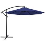 Yaheetech Cantilever Parasol Umbrella 3m Outdoor Sun Shade Banana Hanging Umbrella Parasol Beach Umbrella with Crank Handle & Cross Base & Ribs Blue