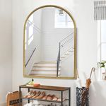 Arch Wall Mirror,20"x30"Gold Vintage Beaded Mirror,Accent Bathroom Vanity Arched Mirror,Traditional Ornate Baroque Antique Mirror for Washroom, Living Room, Entryway, Bathroom, Fireplace