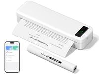 TATTMUSE Portable Thermal Printer A4 Small Wireless Bluetooth Compatible with iOS & Android, Inkless Receipt Printer for Home Use. Office, School & Car, 160 Sheets at Full Charge - White
