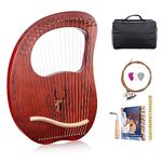 VixxNoxx Lyre Harp, 19-String Mahogany Lyra Harp Kit, Stringed Musical Instruments with Tuning Wrench Bag Instructions Extra Strings for Beginners Adults