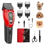 DOG CARE Smart Dog Clippers, Cordless Grooming Clipper Kit with Heatproof Blades, LED Display, 3 Speeds, Auxiliary Light, Rechargeable Heavy-Duty Professional Pet Hair Trimmer Shaver for Dog Cat