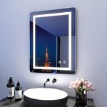 VENETIAN IMAGE Round Corner Dimmable Lighted Vanity LED Mirror for Bathroom, Anti Fog Wall Mount Mirror Led Bathroom Mirror with Lights Designer Mirror for Bedroom (24X32 Inch)