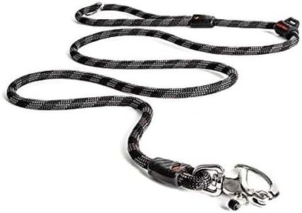EzyDog Marine Leash - Rope Dog Lead with Quick Release Stainless Steel Clip, Leash and Collar Combo, Used for Training, Durable, Refelctive Climbing Rope Leashes (170cm, Black)