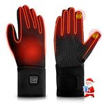 Dr. Prepare Heated Gloves for Men Women, 3200mAh Rechargeable Electric Battery, Thin Heated Motorcycle Work Gloves Liners, Touch Screen Gloves Winter Hand Warmer for Hunting Skiing Snowboarding M Size