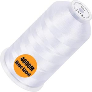 New brothread - Single Huge Spool 4000M/Each Polyester Machine Embroidery Thread 40WT for Commercial and Domestic Machines - Snow White