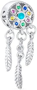 Amulette Spirituelle En Forme De Cœur Hopes Dreams Symbol Western Native American Indian Dream Catcher Pendre Charm Bead Tassel Feather Leaves Pour Femmes .925 Argent Sterling Fits European Bracelet
