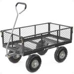 Gorilla Cart Large 800 Pound Capacity Solid Steel Outdoor Garden Multi-Use Hauling Utility Wagon Cart with Balanced 4-wheeled design and 10-inch Pneumatic Tires, Black