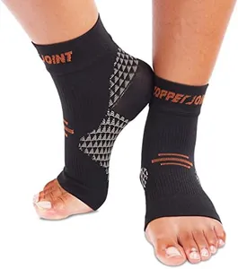 CopperJoint Foot Compression Sleeve - Plantar Fasciitis Socks for Arch Support, Achilles Tendonitis, and Foot Pain Relief - Toeless Socks For Everyday & Night Use - Copper Infused Nylon (X-Large)