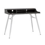 Calico Designs 51261 Woodford 45” Wide Modern, Secretary, Writing, Desk with Low Storage Hutch and Whtie Metal Tapered Legs in Marbled Dark Grey, White