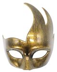 Coolwife Men's Masquerade Mask Vintage Venetian Checkered Musical Party Mardi Gras Mask (X Antique Gold)