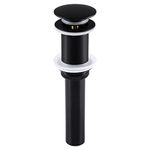 KES Bathroom Sink Drain Pop Up Drain Without Overflow, Vessel Sink Stopper Matte Black, All Metal Rustproof Brass and 304 Stainless Steel, S2008S62D-BK