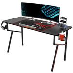 EUREKA ERGONOMIC Gaming Desk 55 inch, Professional Gaming Table Gamer Workstation with Cable Management Tray, Controller Stand, Cup Holder, Headphone Hook, Mouse Pad, Black