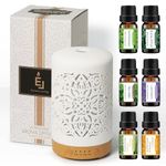 Earnest Living Essential Oil Diffuser Gift Set White Ceramic Diffuser 100 ml & Essential Oil Set Timers Night Lights Auto Off Function Home Office Humidifier Aromatherapy Diffusers for Essential Oils