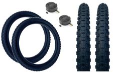 PAIR Baldy's 16 x 1.75 BLACK Kids BMX/Mountain Bike Tyres And Schrader Tubes