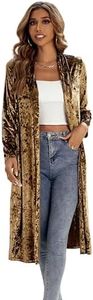 R.Vivimos Women's Long Sleeves Casual Velvet Jacket Open Front Cardigan Coat Outerwear (Medium, Brown)