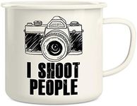 Retreez I Shoot People, Camera Photographer 16 Oz Enamel Stainless Steel Metal Camping Campfire Coffee Mug Cup - Funny Sarcastic Inspirational birthday gift for friends coworker sister brother dad mom