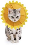 SLSON Cat Cone Soft Pet Recovery Collar Cotton Protective Cat Cone Alternative Adjustable Collar for Cat and Puppy, Yellow (S)